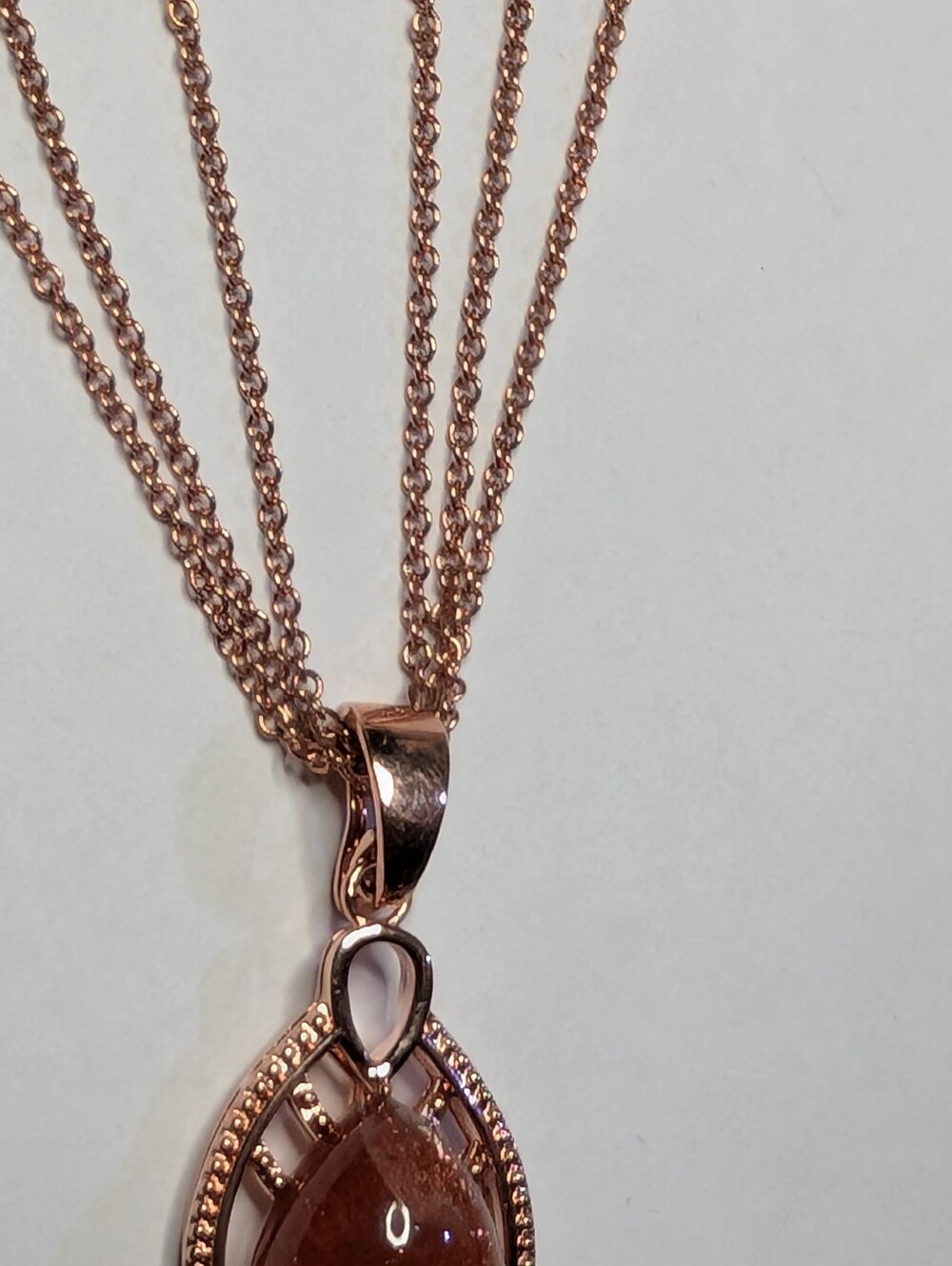 Copper Sunstone Pendant With Chain - Picture 7 of 7